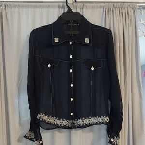 GREAT FIND! Stunning Vintage Black Sheer Blouse From Magazine